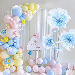 LuoluoHouse Giant Artificial Flowers Decoration Wedding Reception Essential Large 5.58ft Big Artificial Silk Flower with Stems&Stands Party Banquet Background Home Decor Blue
