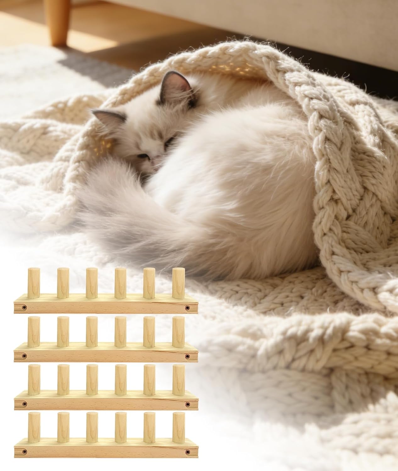 Irosiy 52" Loom for Chunky Blanket, Wooden Hand Knitting Loom for Chunky Yarn, Adjustable Size, No Needles Required with Assembly Tools