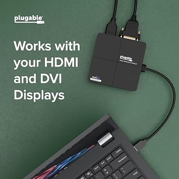 Plugable USB 3.0 Laptop Docking Station Dual Monitor (HDMI & DVI/VGA), Gigabit Ethernet, Audio, USB Hub - Compatible with Windows & Mac