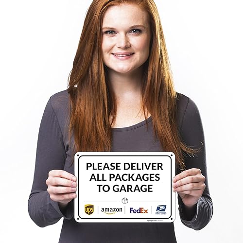 Vista 615 de Cartel de entrega del paquete, letrero de instrucciones de entrega, 10 x 7 pulgadas, aluminio 040 libre de óxido, resistente a la decoloración