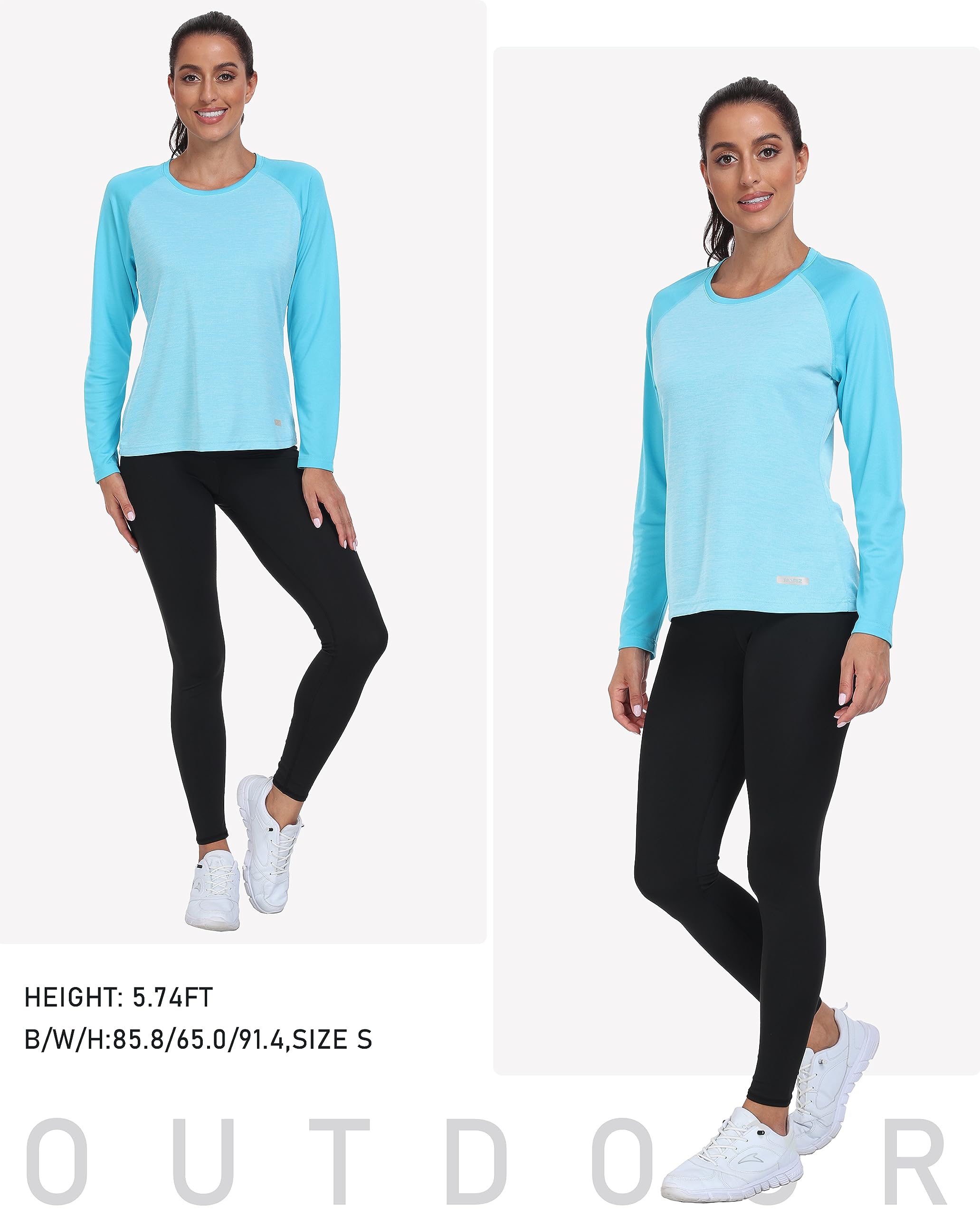 Camiseta de Manga Larga para Mujer, Protección Solar UPF 50+ UV Camisa, Top de Gimnasia, Long-Sleeve Shirt, Secado rápido