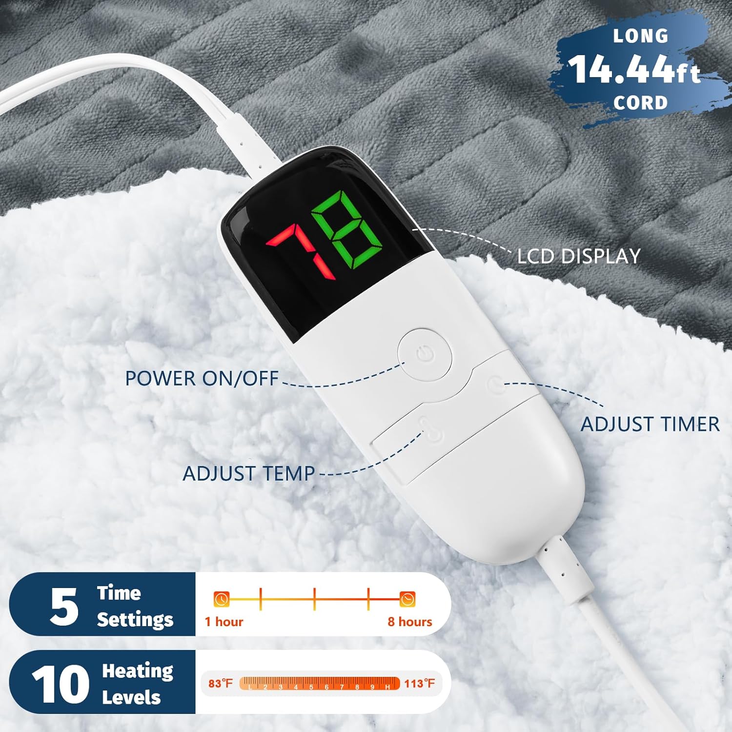 BOMOVA Heated Electric Blanket Twin - 62" x 84" Heating Blanket with 10 Heating Levels & 8 Hours Auto Off, Warm Flannel Blanket with Over-Heat Protection, for Women, ETL & FCC Certified