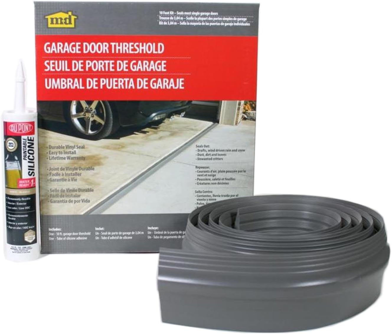MD Building Products 50100 10 ft. Gray Vinyl Garage Door Threshold Kit Garage Door Seal