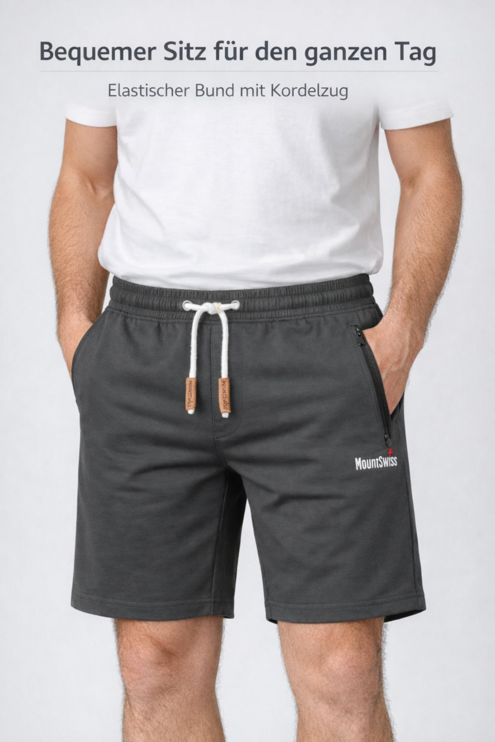 Pantalones Cortos de Ocio para Hombre Mount Swiss Liam | 2 Bolsillos Laterales y 1 Trasero con Cremallera