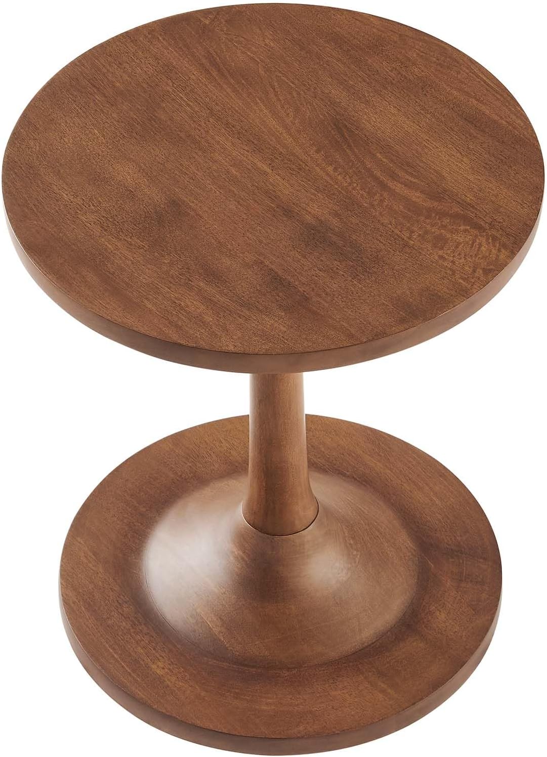 Modway EEI-6573-WAL Lina Round Mango Wood Side Table, Walnut
