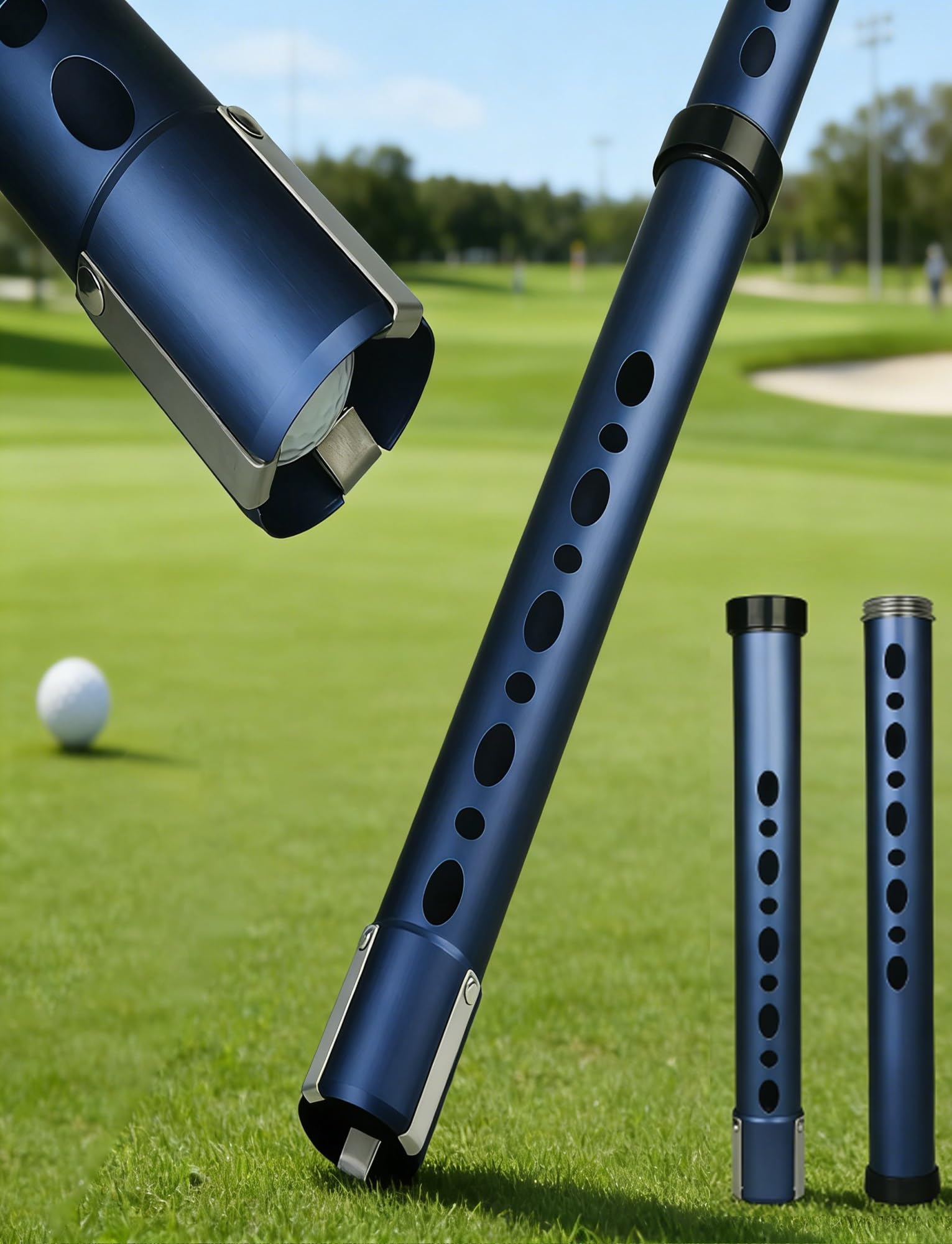Recogedor de pelotas de golf ligero, tubo de pelusas superior de aleación de aluminio, con capacidad para 20 pelotas para práctica y entrenamiento