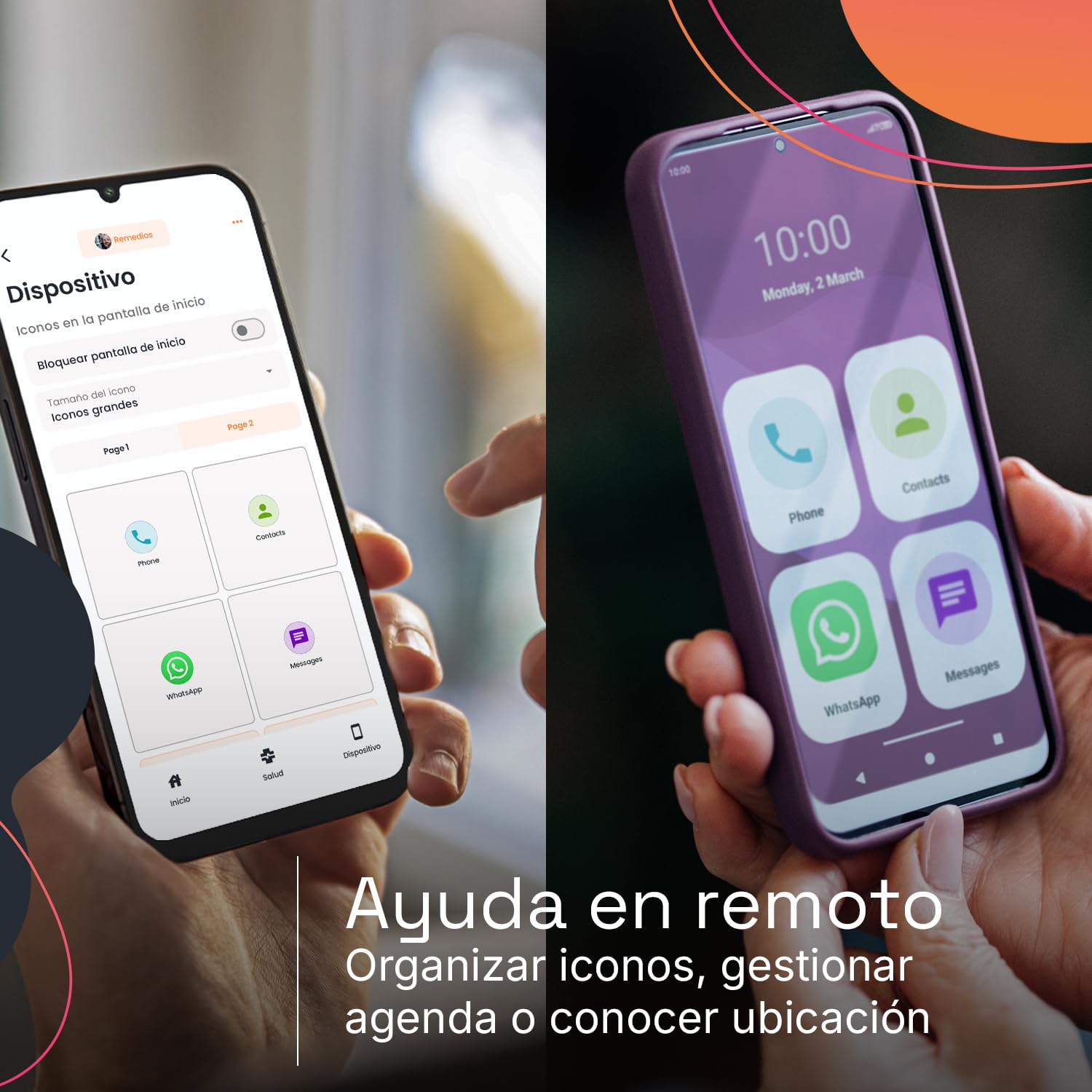 SPC Zeus 2 Elite - Smartphone para Mayores con Pantalla 6,7” y 128GB Memoria | Triple CAM 50MP, NFC y Carga rápida | Modo fácil, Iconos XL y Compatible con App Control y ubicación remota – Plateado
