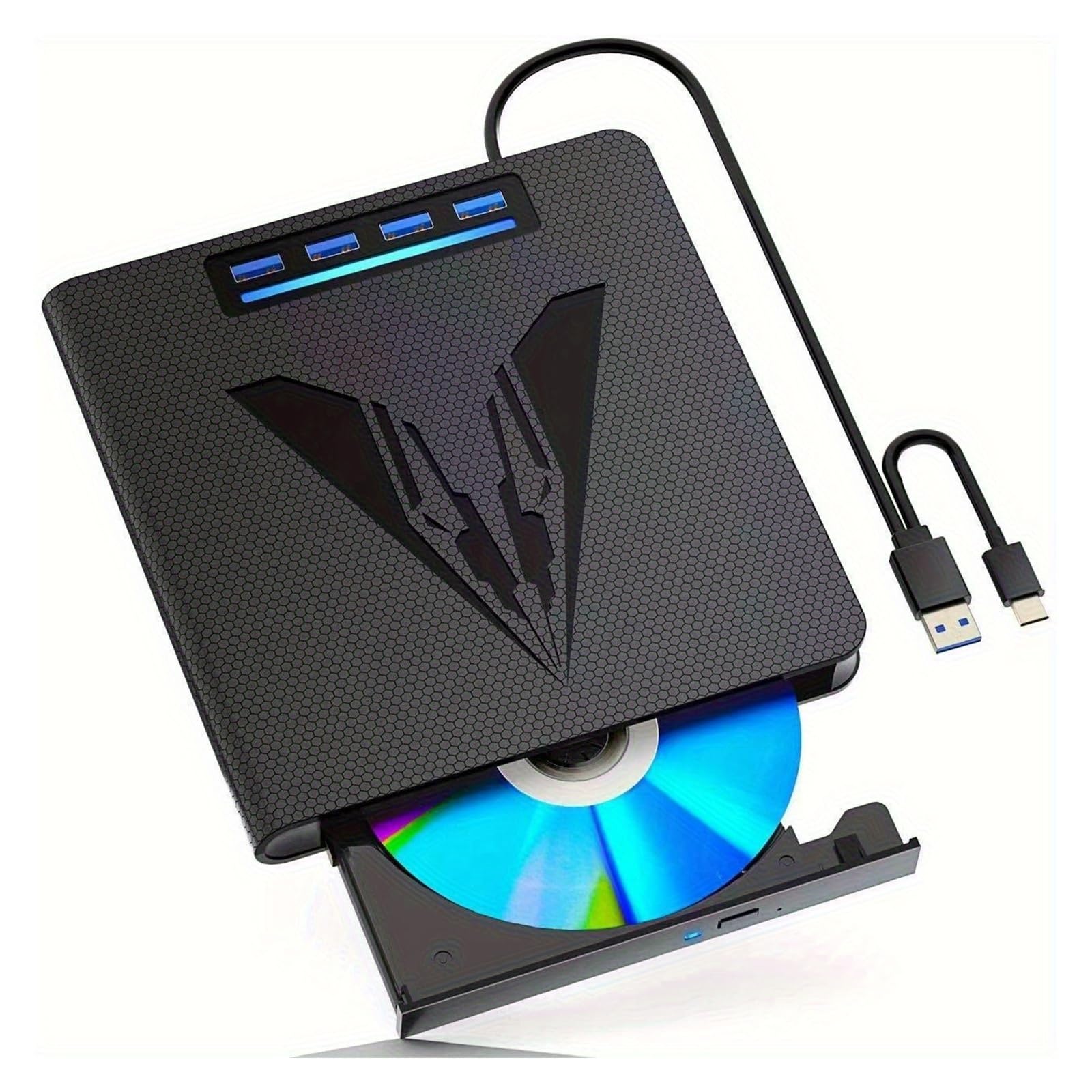 Napęd CD DVD +/-RW USB 3.0 typu C, z 4 portami USB i 2 gniazdami na karty SD, kompatybilny z laptopami Szybko i wygodnie