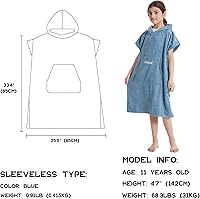 Vista 2 de Hiturbo Poncho de toalla cambiante para niños: toallas de baño absorbentes de secado rápido con capucha - Poncho de microfibra para nadar surf