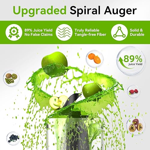 Miniatura 4 de Exprimidor de prensa en frío, máquina exprimidora lenta para verduras y frutas enteras, canal de alimentación de 4.3 pulgadas, sin BPA, exprimidor