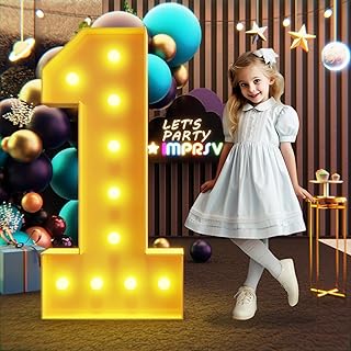imprsv 4FT Marquee Numbers,DIY Marquee Light Up Numbers for 1st First Birthday Decorations, Party Party Decorations,Anniversary Party Decor,Mosaic Number for Balloons Number 1,Pre-Cut Foam Board Kit