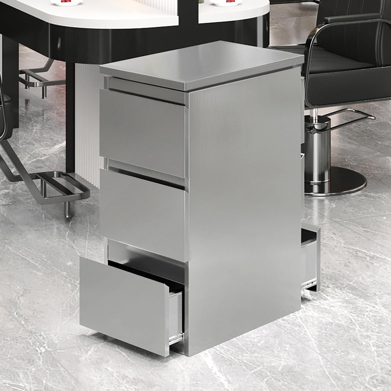 Armadietto portaoggetti in acciaio inox per salone di barbiere, organizer a 3 cassetti per parrucchieri, spa di bellezza e strumenti per tatuaggi, attrezzature professionali per saloni di bellezza
