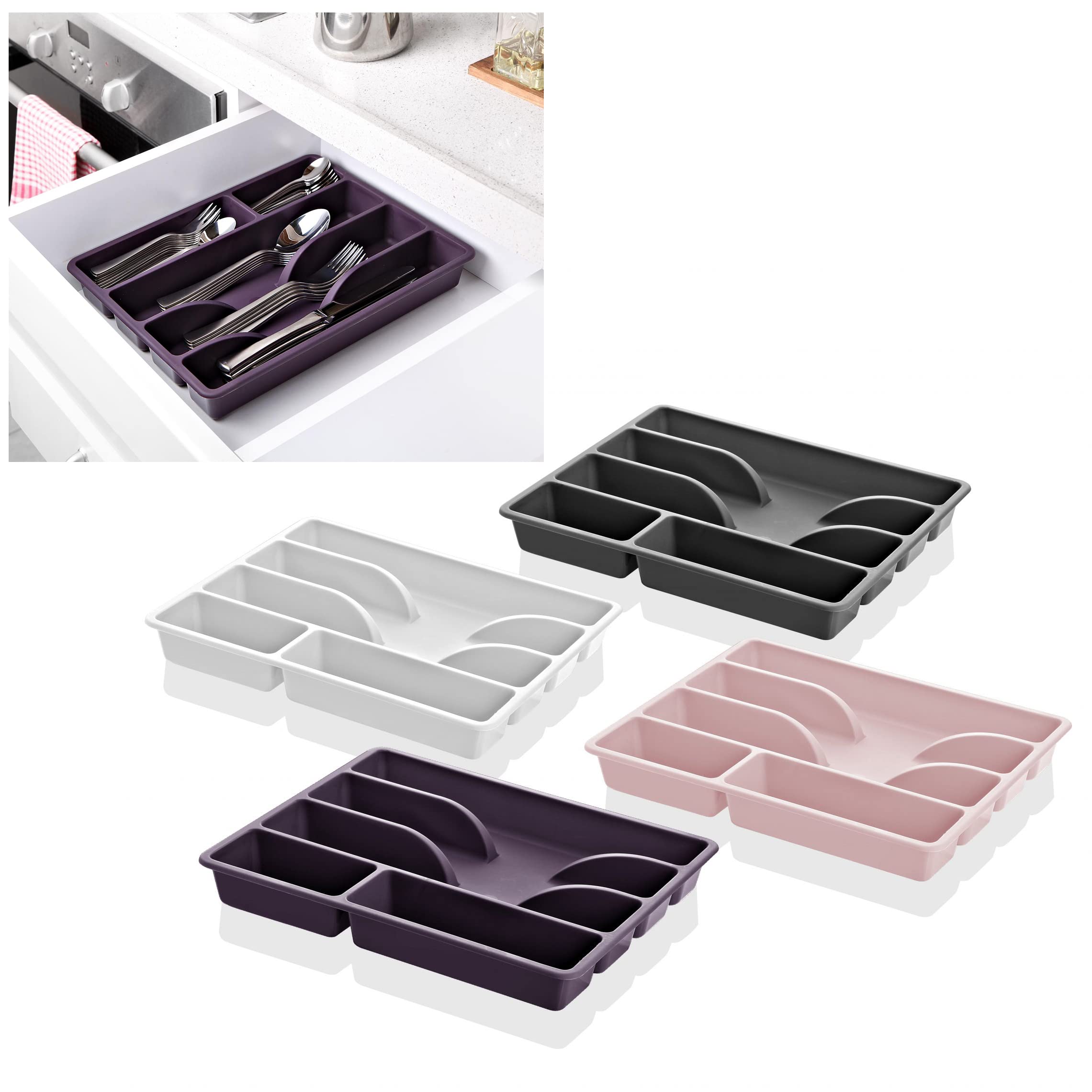 HK Online Pretty Pastels Non Slip CUTLERY TRAY 5 Section Drawer