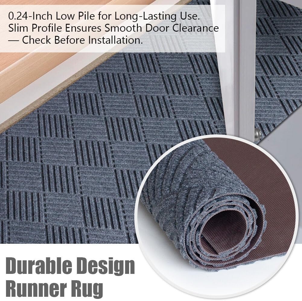 2' x 6' Non Slip Runner Rug for Hallway Indoor Outdoor, TPR Backed Carpet Runner for Entryway, Laundry, Kitchen, Garage, Custom Size Washable Floor Mat for High Traffic Areas - Image 3