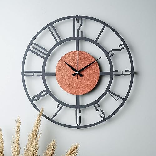 Miniatura 137 de Reloj de pared de metal de 20 pulgadas, redondo, silencioso, moderno, analógico, grande, funciona con pilas, reloj de pared para sala de estar, Negro