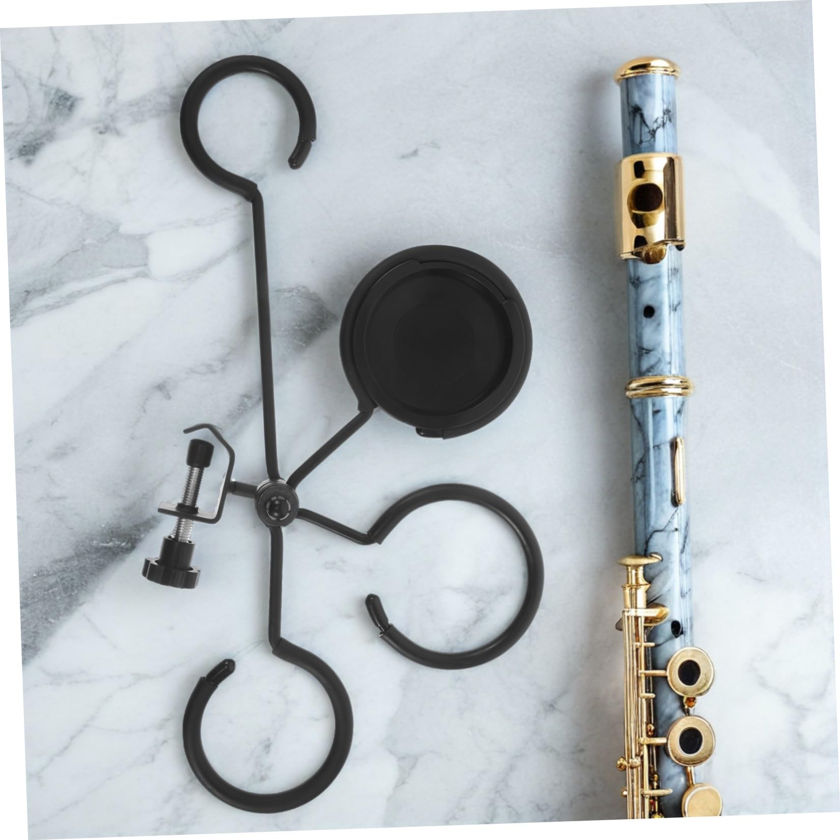 ULTECHNOVO Supporto con Metallo Tromba Sordina in per Trombone e Plastico Nero, Resistente e Leggero Vassoio Girevole per Concerti e Ambienti