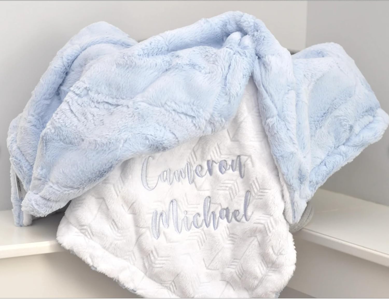 Personalized Baby Blue Color Plush Baby Blanket