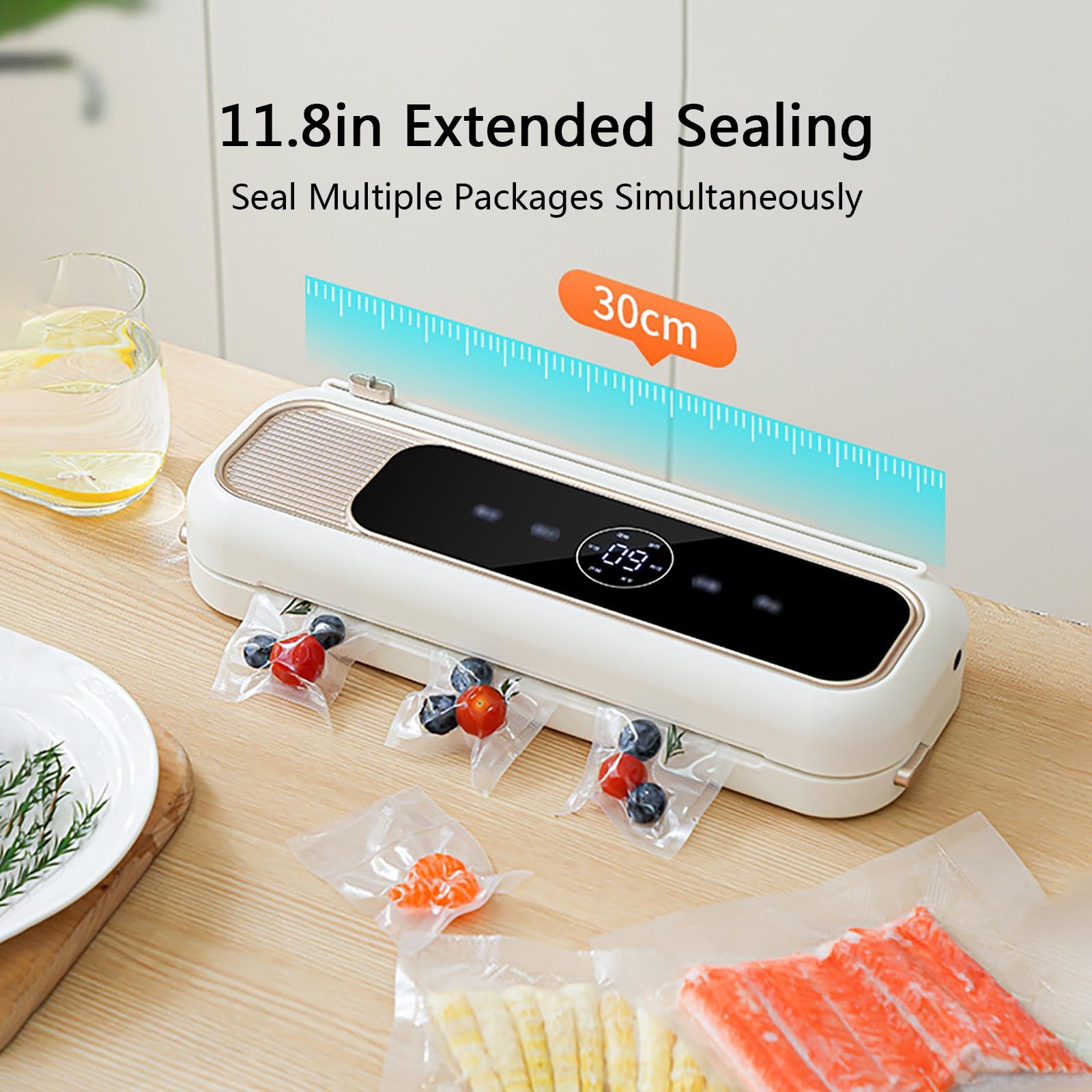 Scellante Sous Vide Automatique avec Coupe-sac Intégré, Aspiration Puissante pour La Conservation Des Aliments, Appareil de Cuisine Compact(Gray)