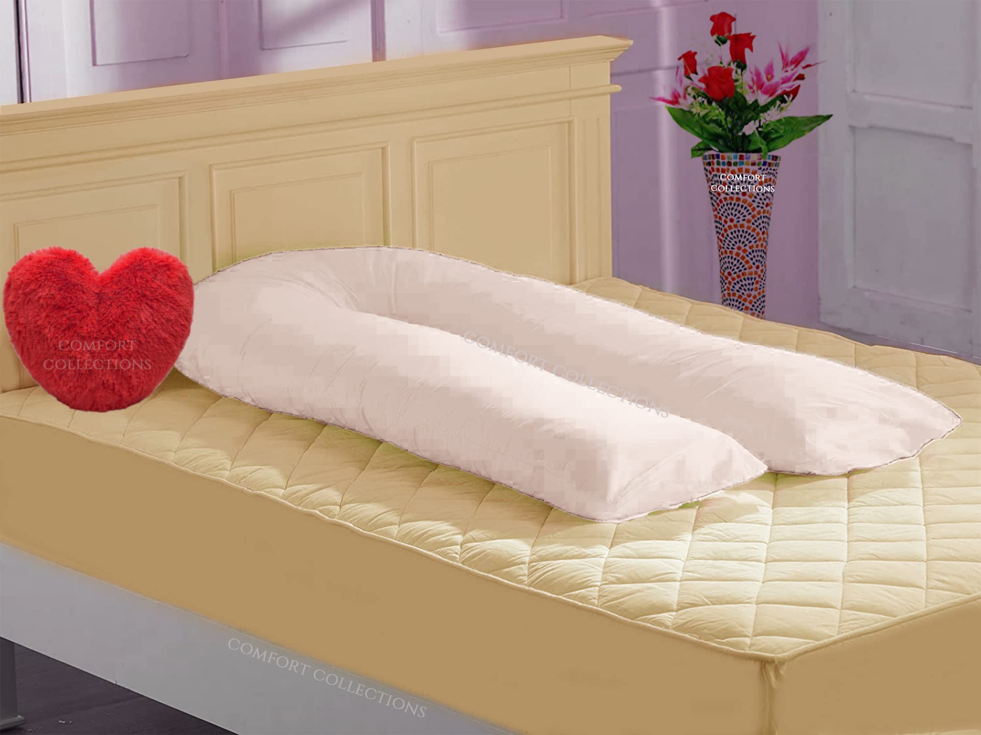Comfort Collections Cream U Cover 9Ft Only U Shaped Pillowcase Cover Pregnancy Maternity Nursing Full Body Pillowcase Cover 9Ft Pillowcase Cover Cream Only
