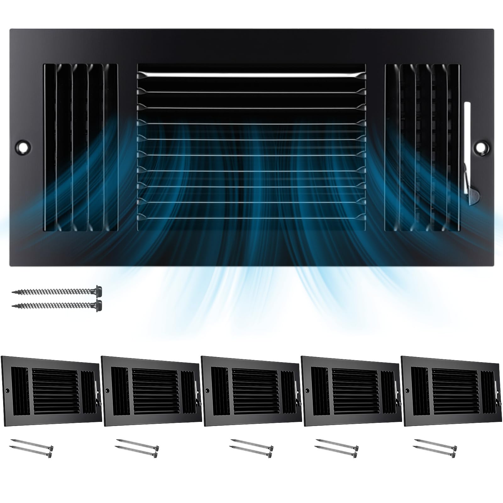 Grille d'aération haut de gamme en métal noir antirouille 35,6 x 15,2 cm pour architecture