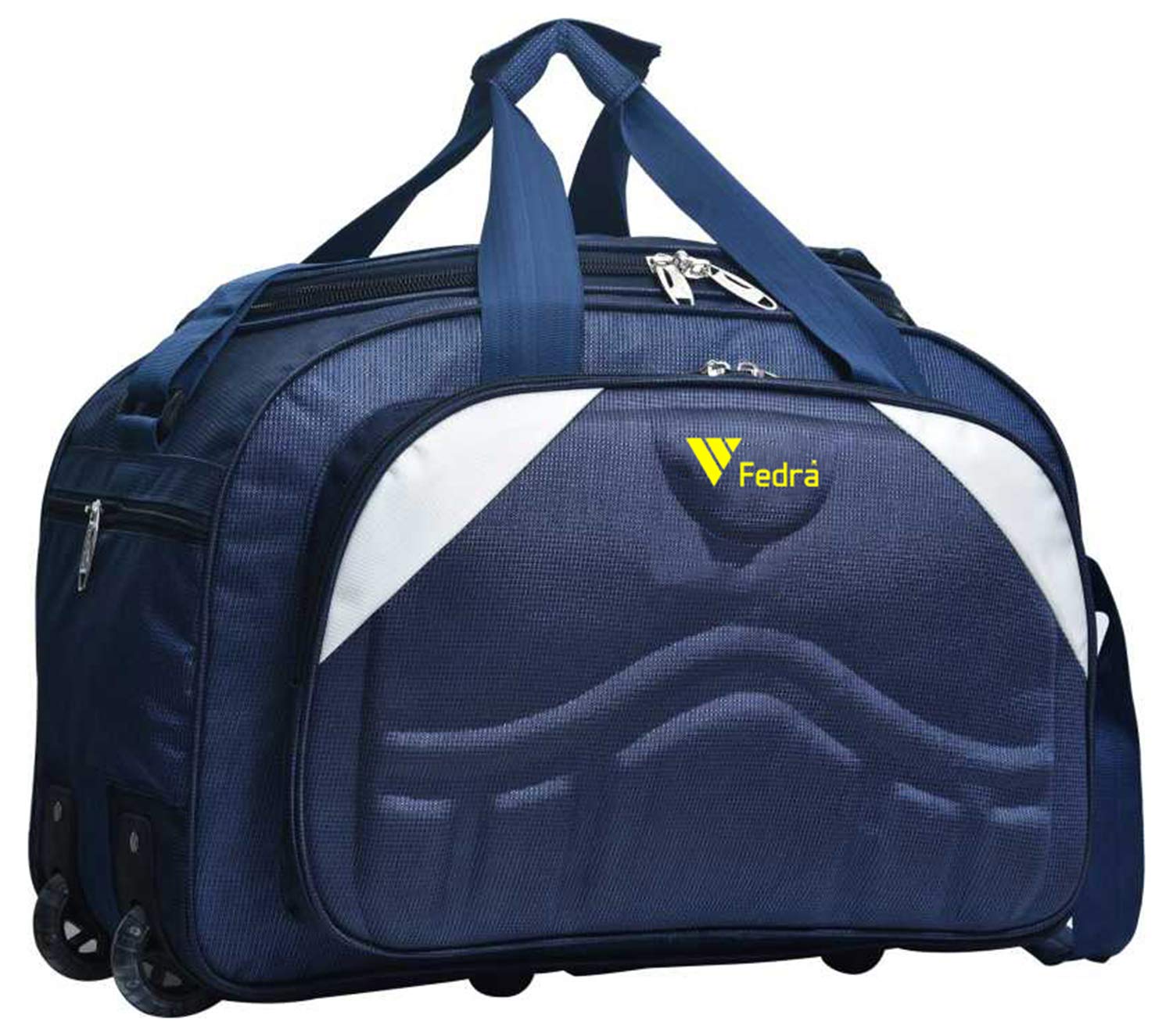 FEDRA Expandable Waterproof Polyester Duffel Travel Bags Men Duffle Luggage Bag 45 L Blue White, 28.52 Cm