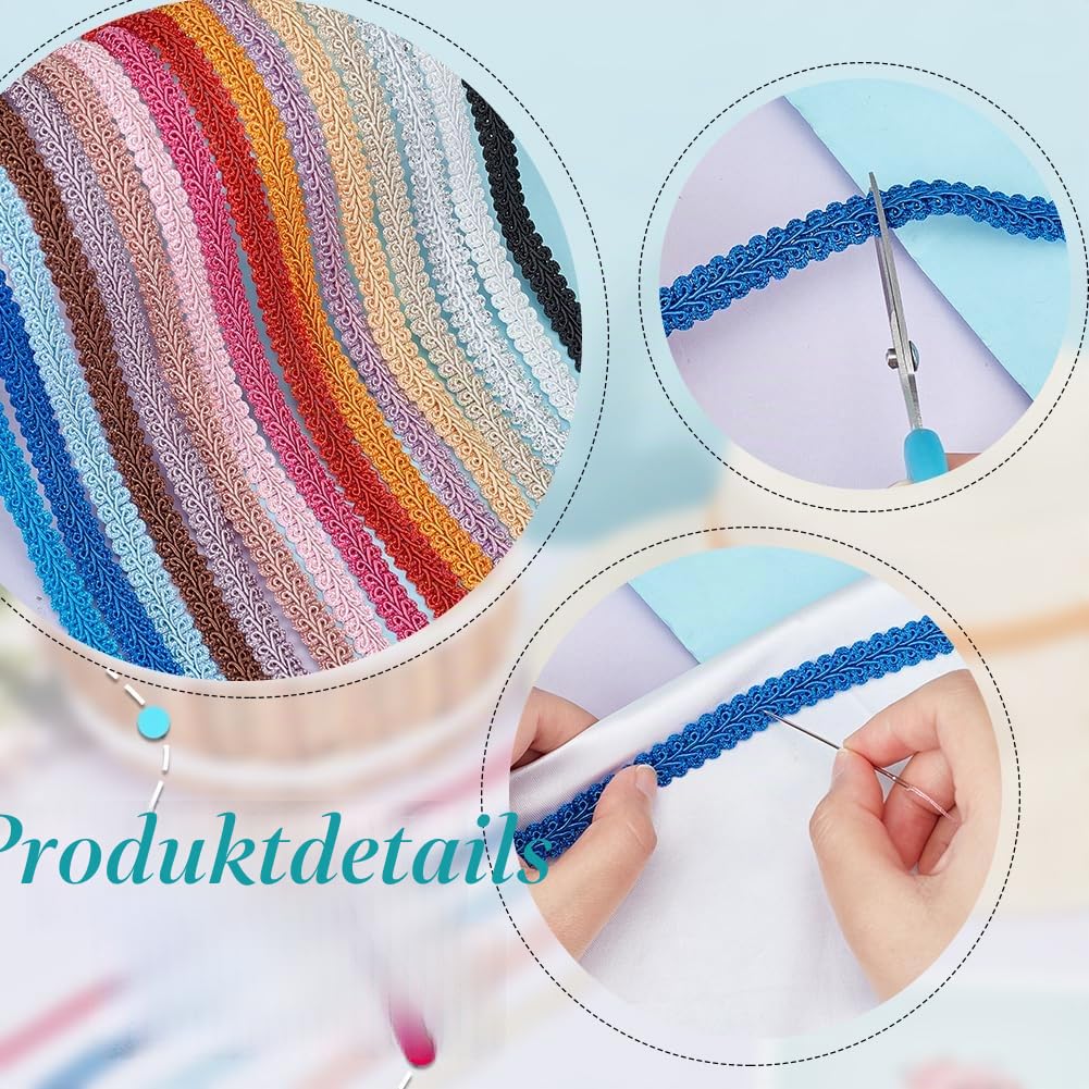 PH PandaHall 32m Gimp Geflechtbesatz 16 Farben Geflochtene Kordel Aus Polyester Gewebter Zopfbesatz Dekoratives Gimpenbesatzband Zum Nähen Hand DIY Handwerk Kostüm Heimdekoration