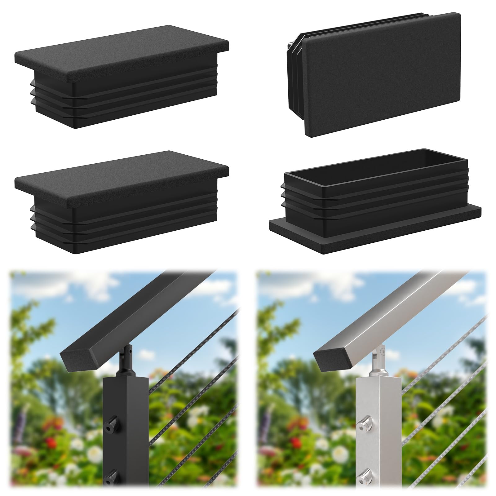 Accesorios de riel superior plano resistentes a la intemperie en pack de 4