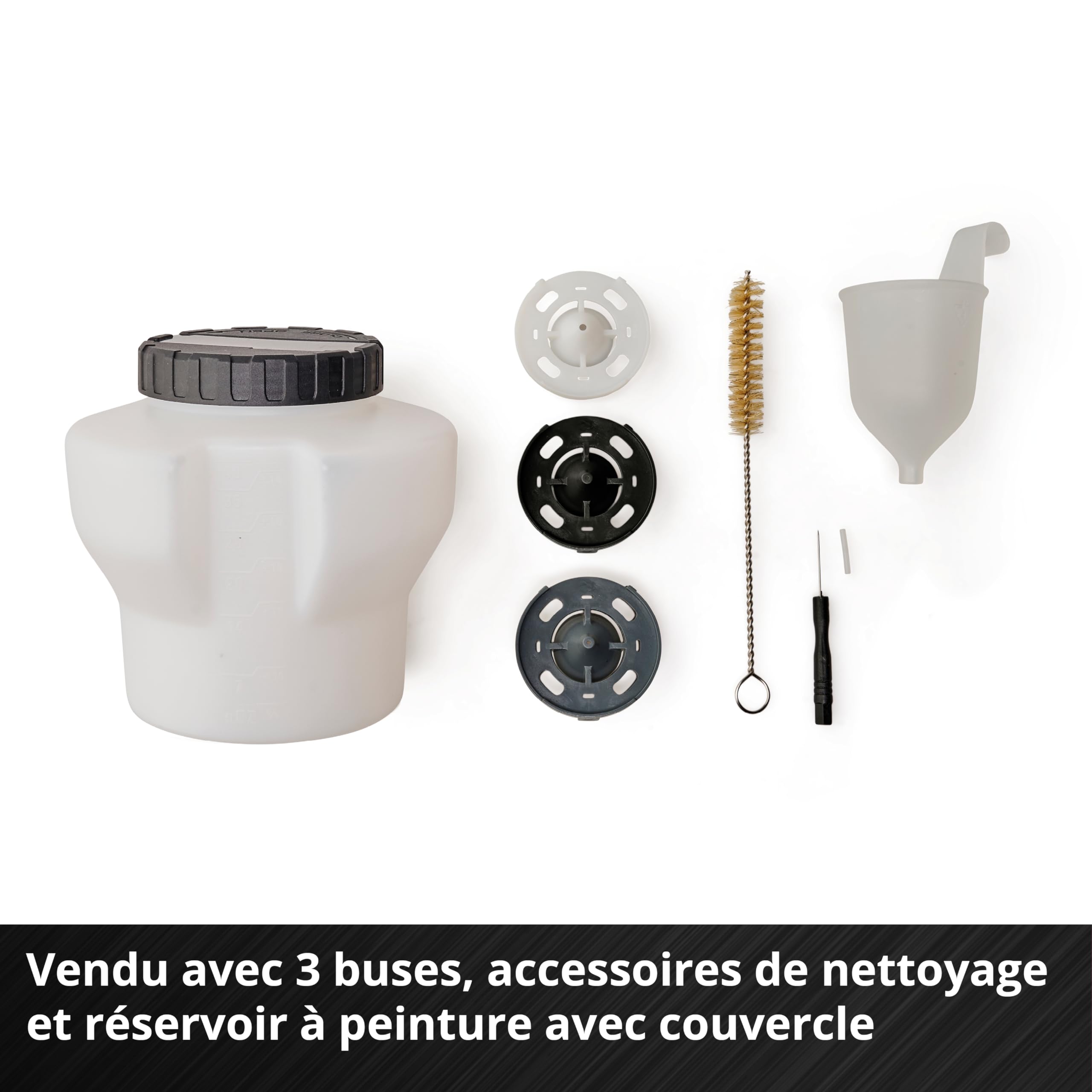 Einhell Pulvérisateur de peinture sans fil TE-SY 18/90 Li-Solo Power X-Change (18V, débit 1 000 ml/min, réservoir 1 200 ml, débit d’air/quantité de peinture réglables, avec accessoires, sans batterie)