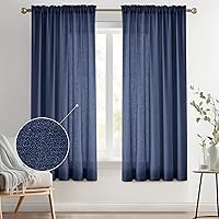 Vista 37 de Melodieux Cortinas semitraslúcidas blancas de 24 pulgadas de largo para cocina, cafetería, dormitorio, ventanas pequeñas, con bolsillo para barra