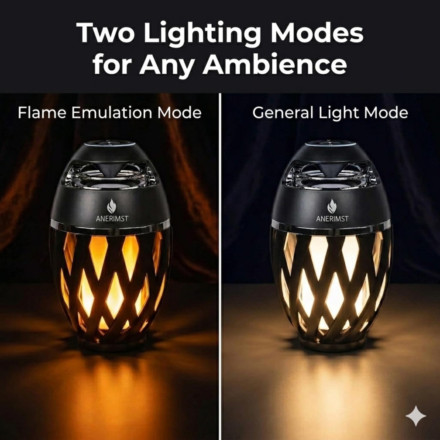ANERIMST Altavoces Bluetooth para exteriores con luz LED de antorcha, altavoz inalámbrico e impermeable para jardín, patio, sonido de 360°, tiempo de reproducción de 24 horas para hombres, paquete de