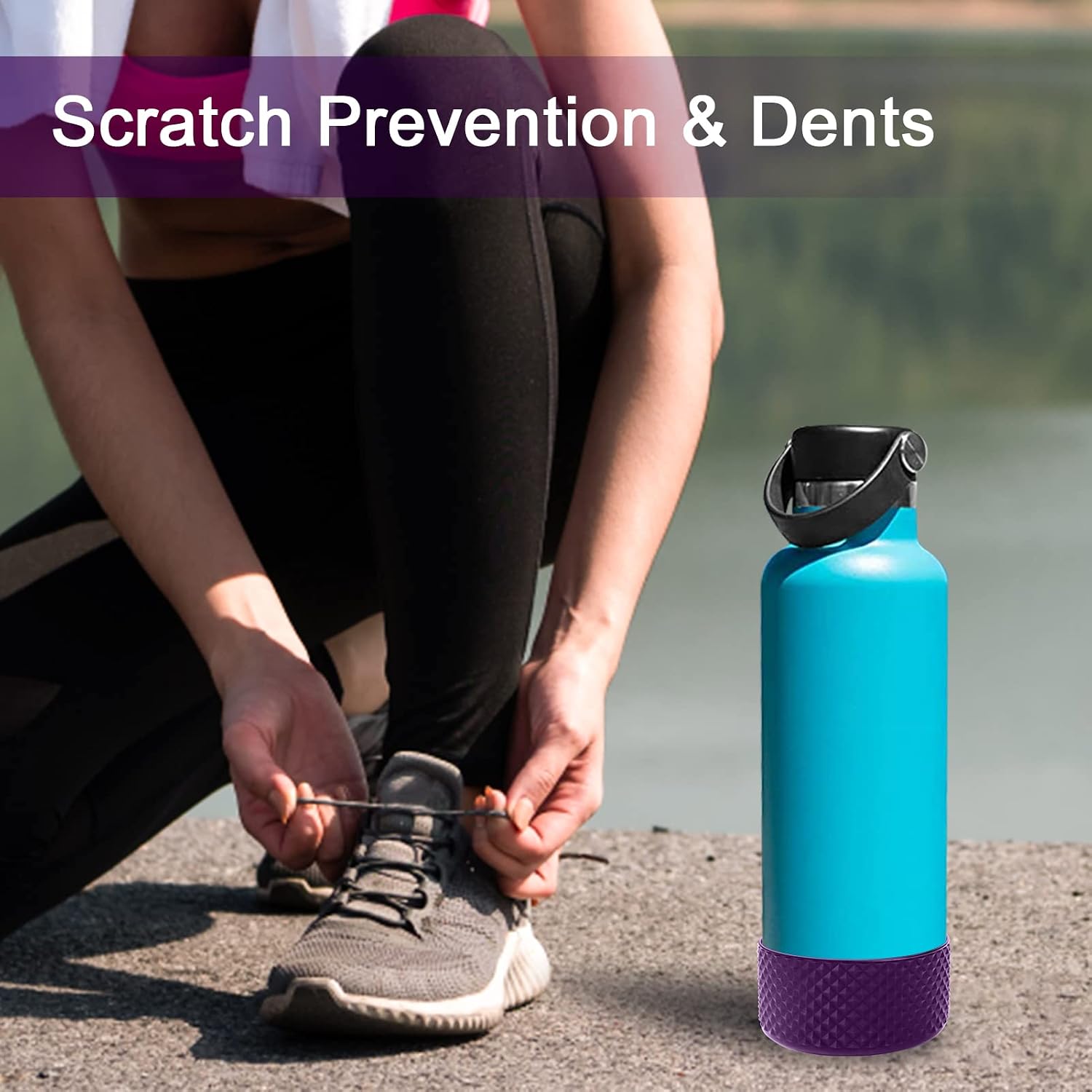 Water Bottle Boot,Diamond Texture Silicone Boot Protector 12oz-40oz Hydro Sport Flask and More Water Bottles Anti-Slip Flex Boot Bottom Sleeve Cover