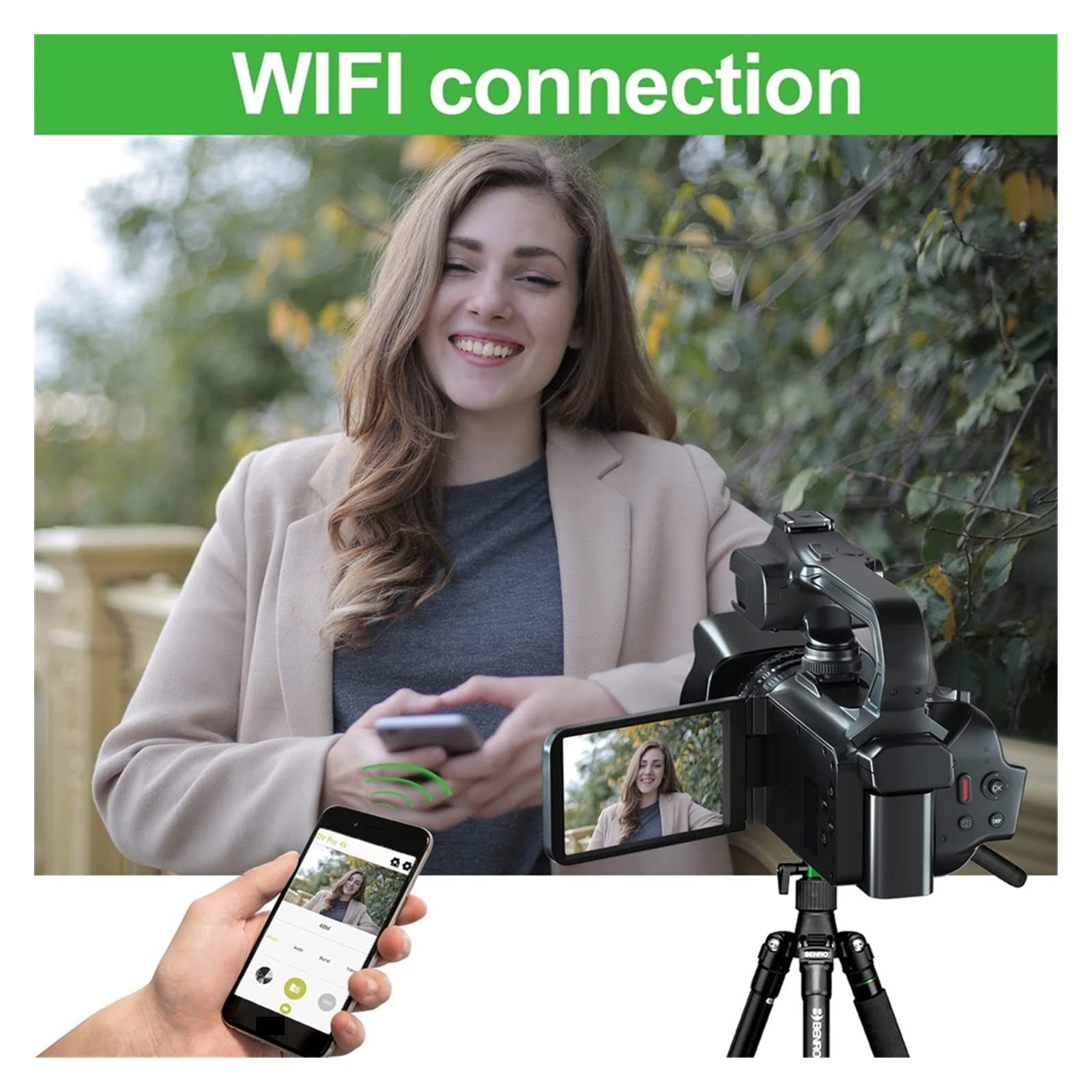 Videocámara, Auto Focus 64MP 4K Cámara Digital for fotografía Videocámara Profesional Transmisión en Vivo Webcam Vlogging Video Recorder Cámara de vlogging(128G SD Card,with Light)