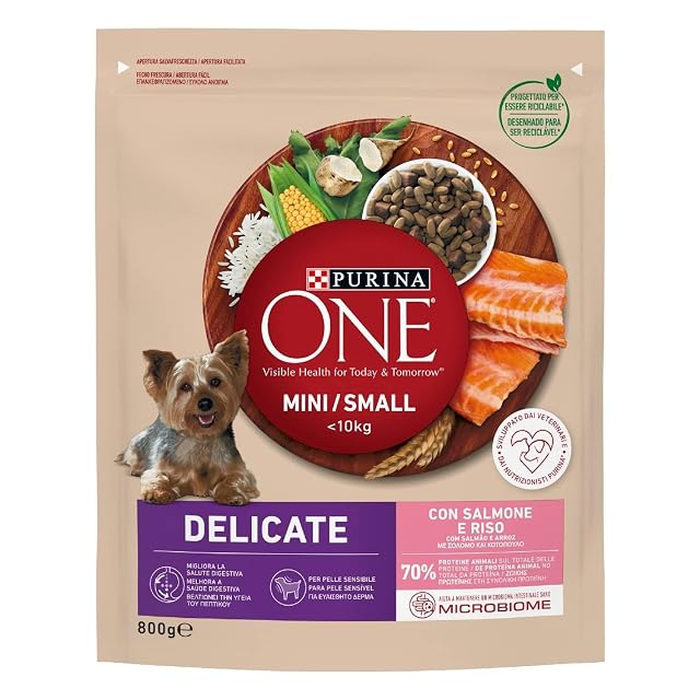 Purina ONE Mini Menos de 10 kg Delicadas pienso para Perros de Talla pequeña con salmón y arroz