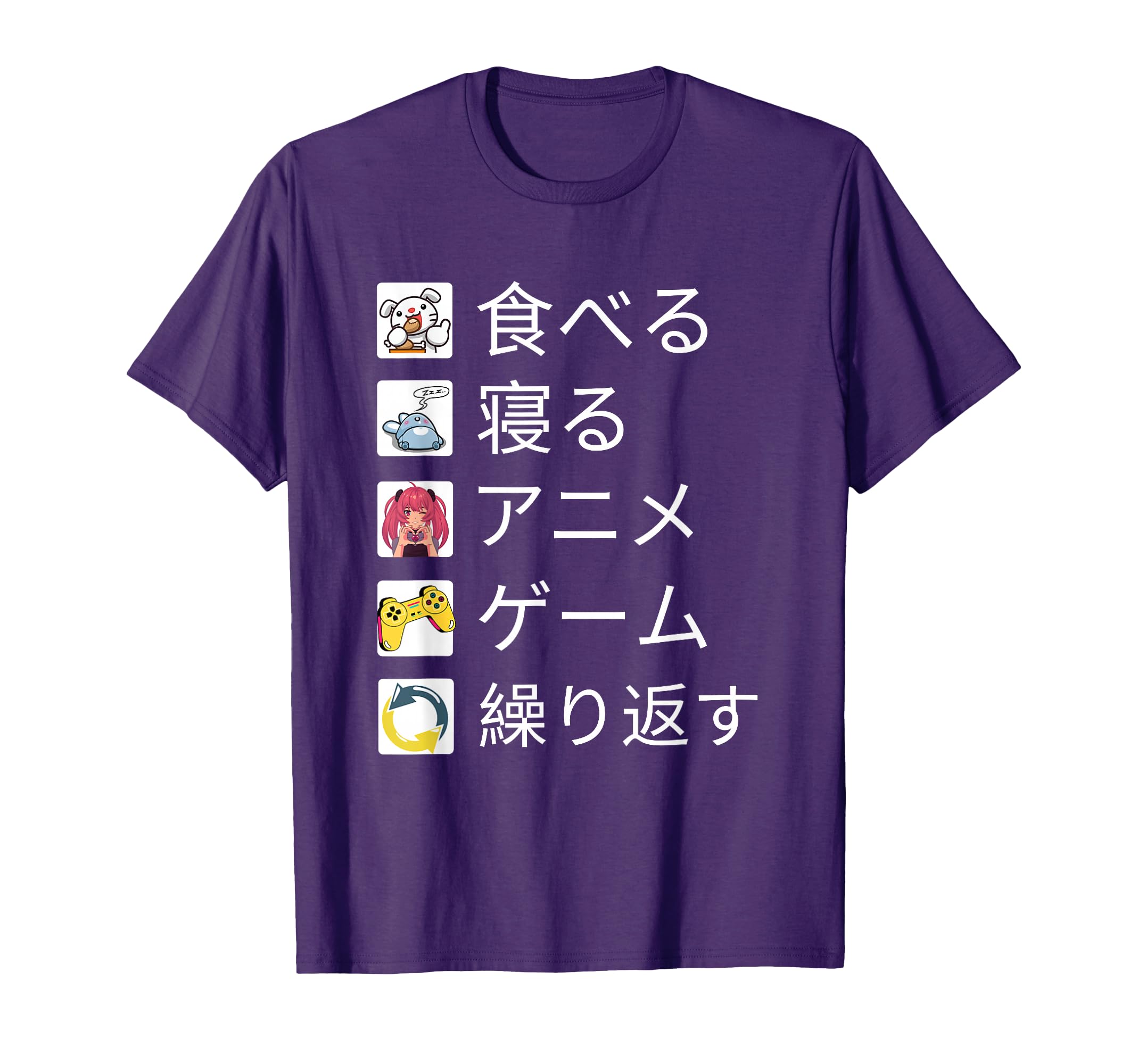 Eat Sleep Anime Gaming Repeat Otaku Anime Manga Video Games T-Shirt