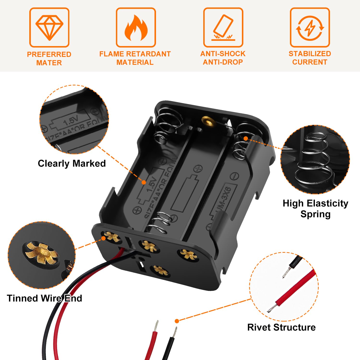 Supporto Per Batteria AA Scatola Per Batteria AA Con Fibbia Da 9 V Slot - Foto 6