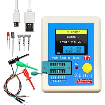 Geevorks Tester Transistor Meter Capacitance Resistance Tester with Full Color Screen for Diode Triode Capacitor Resistor Transistor NPN PNP MOSFET IGBT