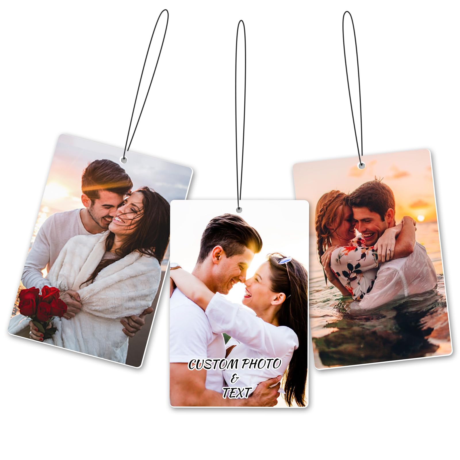 Custom Air Fresheners with Picture - Personalized Double Sided Photo Text Air Freshener for Car Wardrobe Bathroom Hanging Ornaments (Rectangle-1PCS)