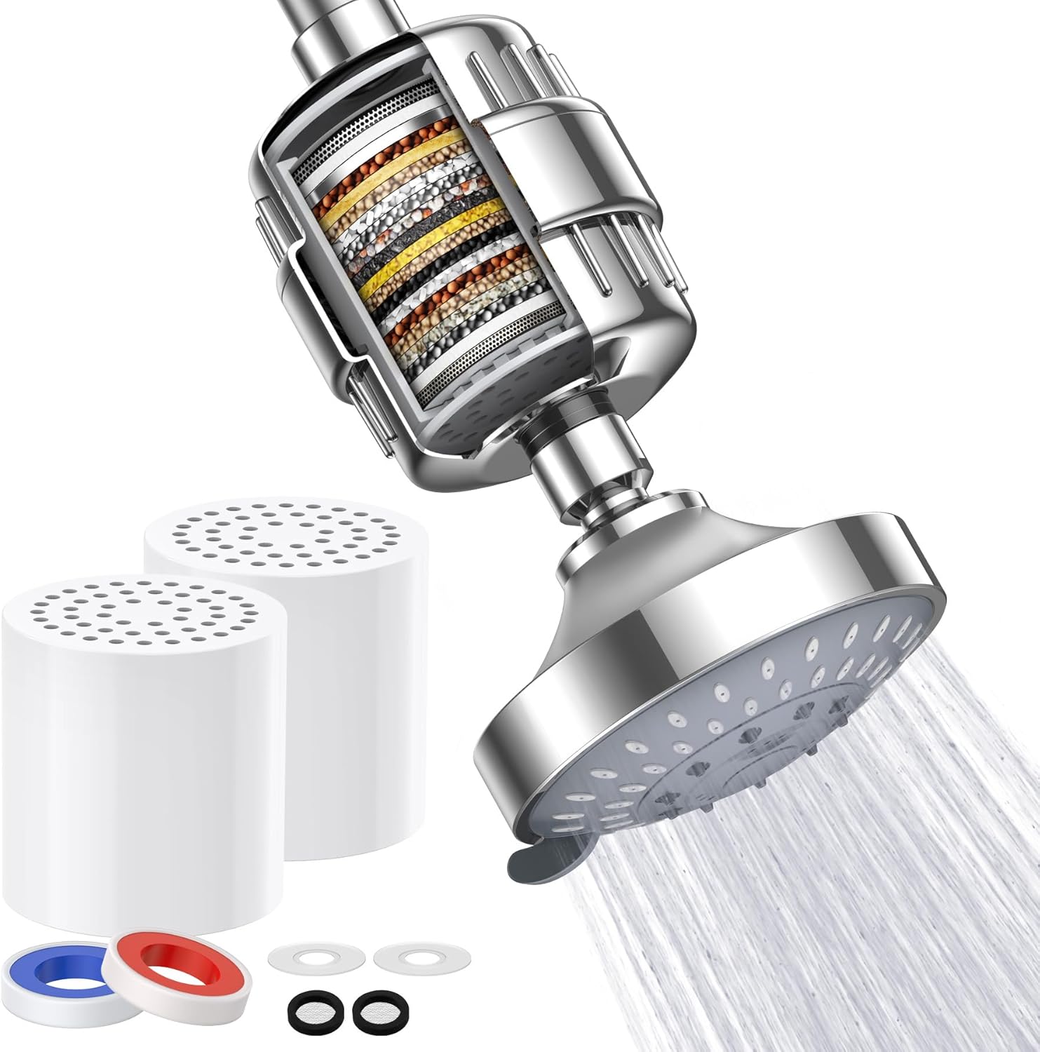 Filtered Shower Head Shower Filter Rain Showerhead Filter for Hard Water