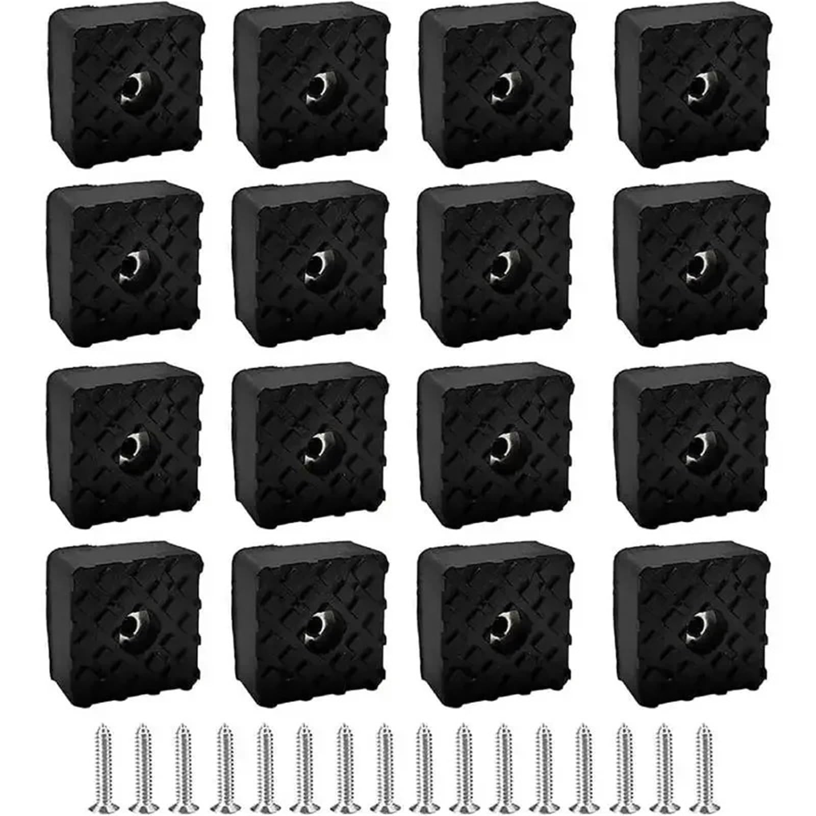 50pcs Rubber Chair Leg Floor Protector Glide Square Non-Slip Furniture Table Chair Feet Floor Pad with Screws for Carpet Hardwood(30mm Black)