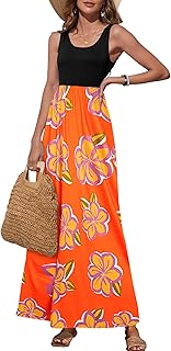 Women's Summer Boho Sleeveless Floral Print Tank Long Maxi Dress (S-3XL)