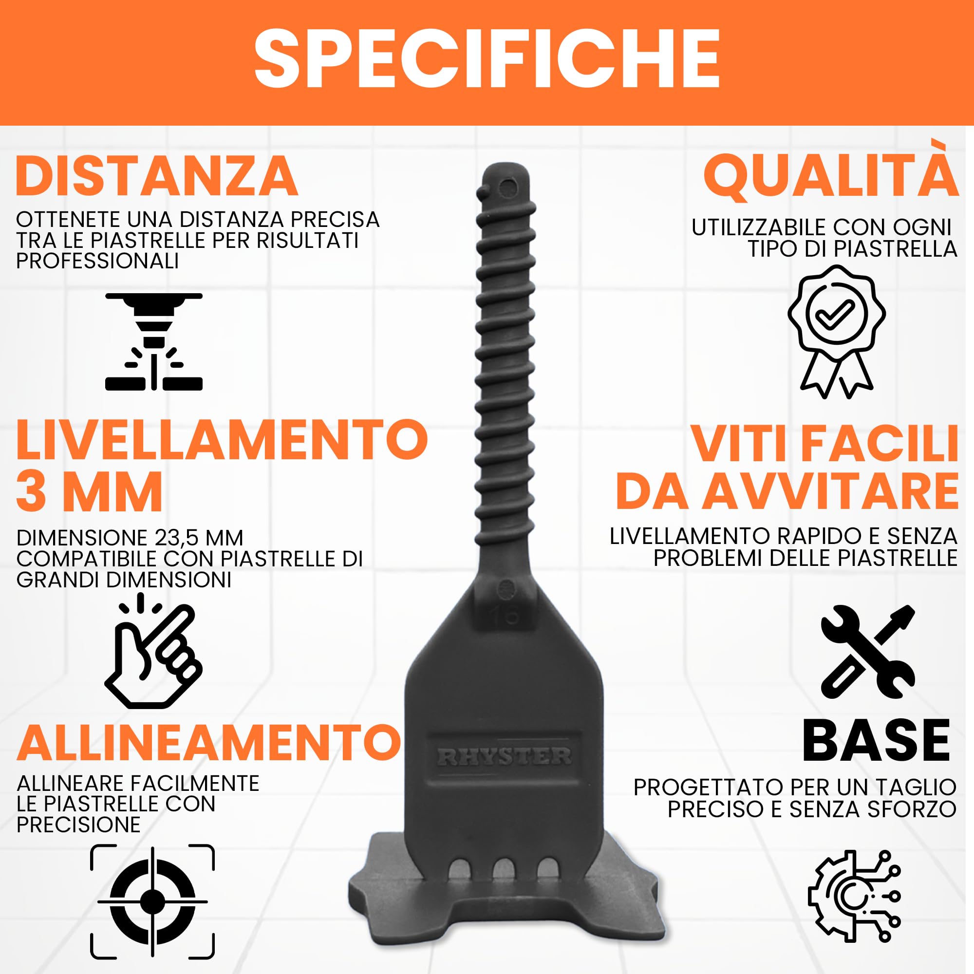 Kit di crocette autolivellanti da 3 mm – Starter Pack - 302 unità - Posa piastrelle | 100 clip + 100 quadranti + 100 protezioni + martello + livella a bolla in omaggio | Posa facile e precisa