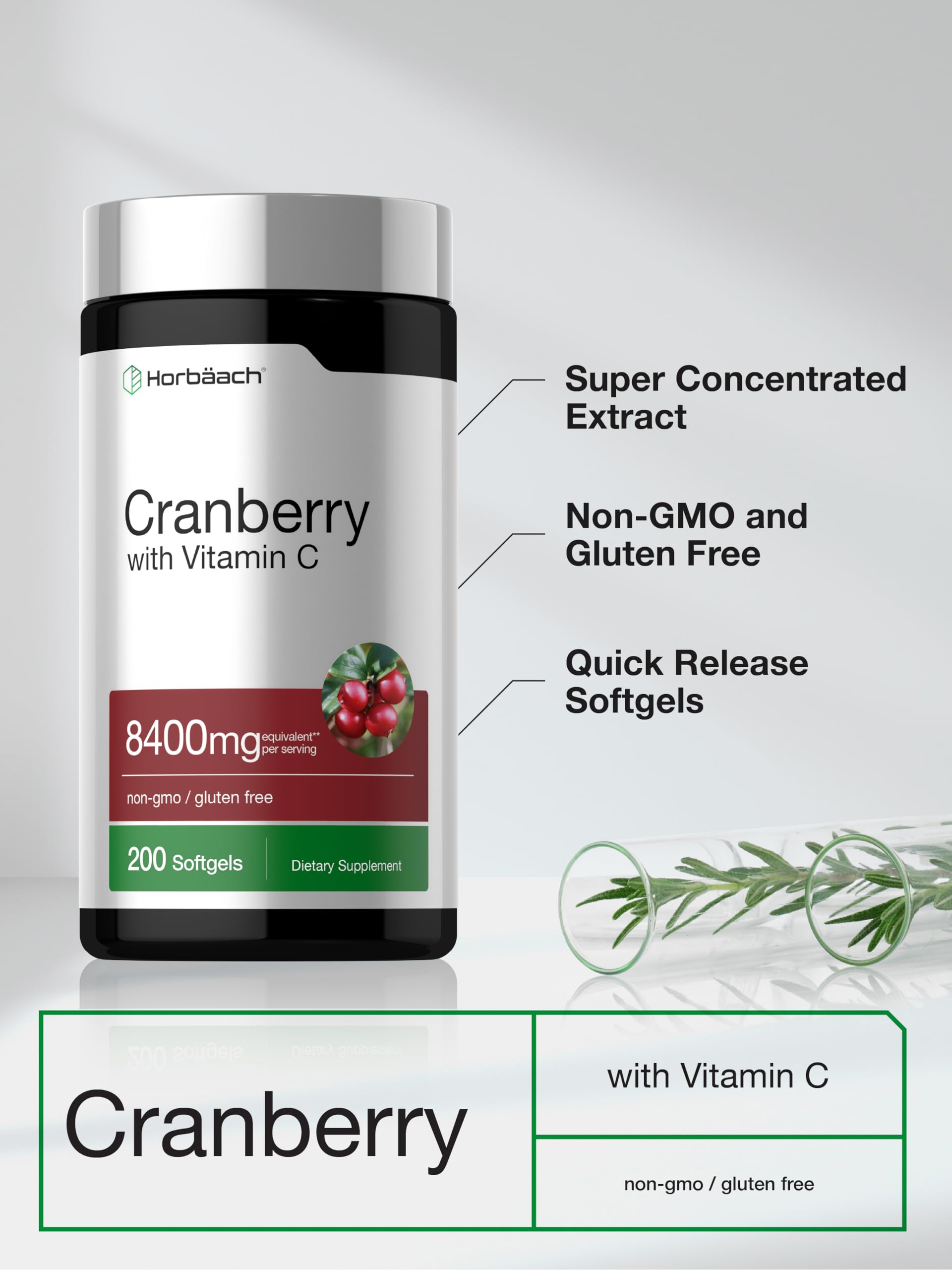 Horbäach Cranberry Pills for Women and Men | 200 Softgels — Amazon image 4