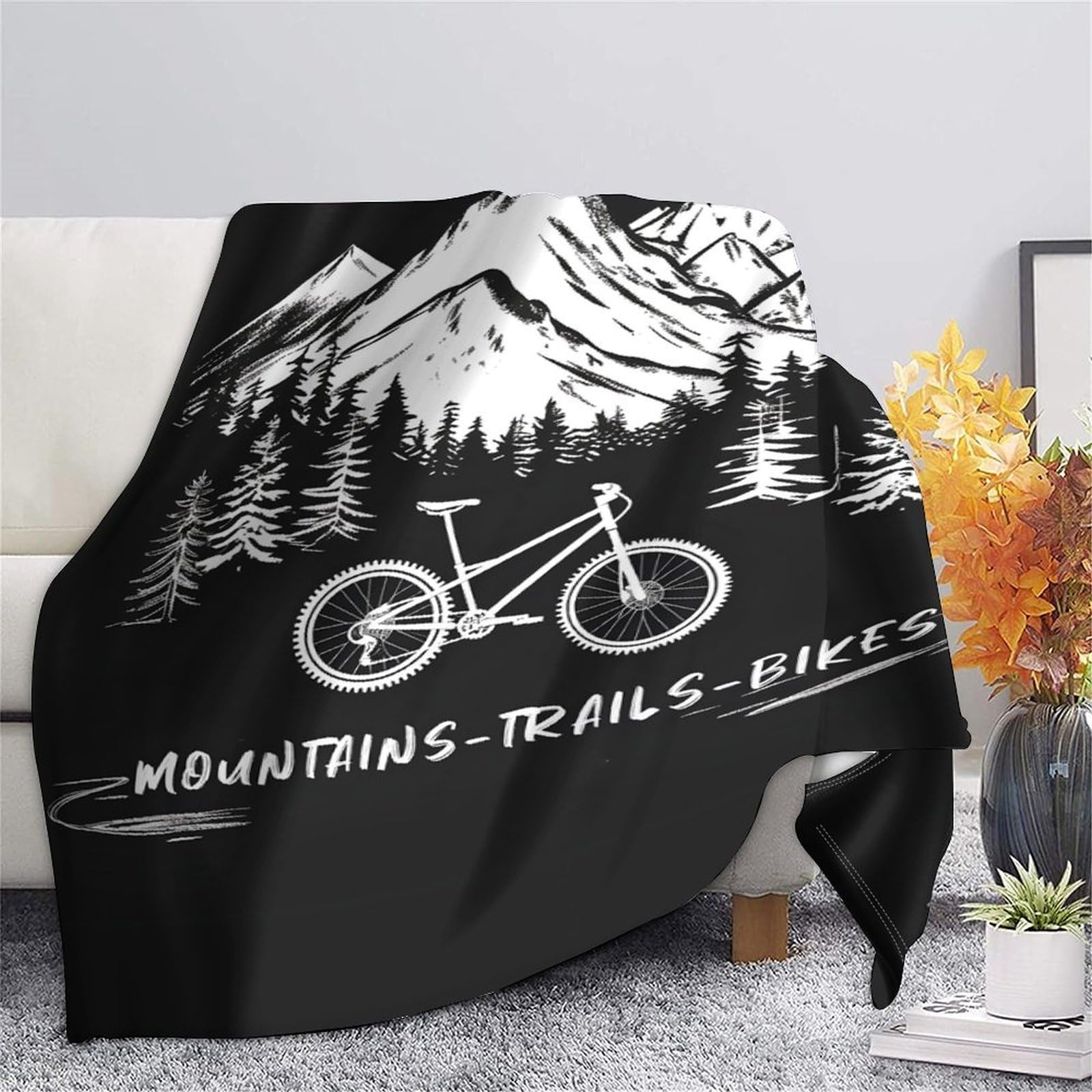 stampa 3D MountainBikeDesign coperta microfibra biancheria da letto compatta e morbida coperta da viaggio leggera per regali per amici viaggiatori RetroAdventureStyle 80×90inch(200x230cm)