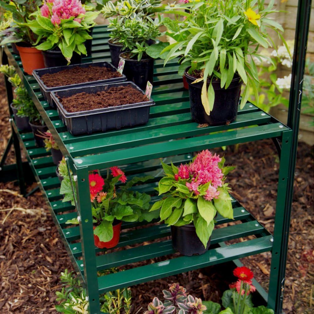 Halls 2 Tier Greenhouse Staging - Green