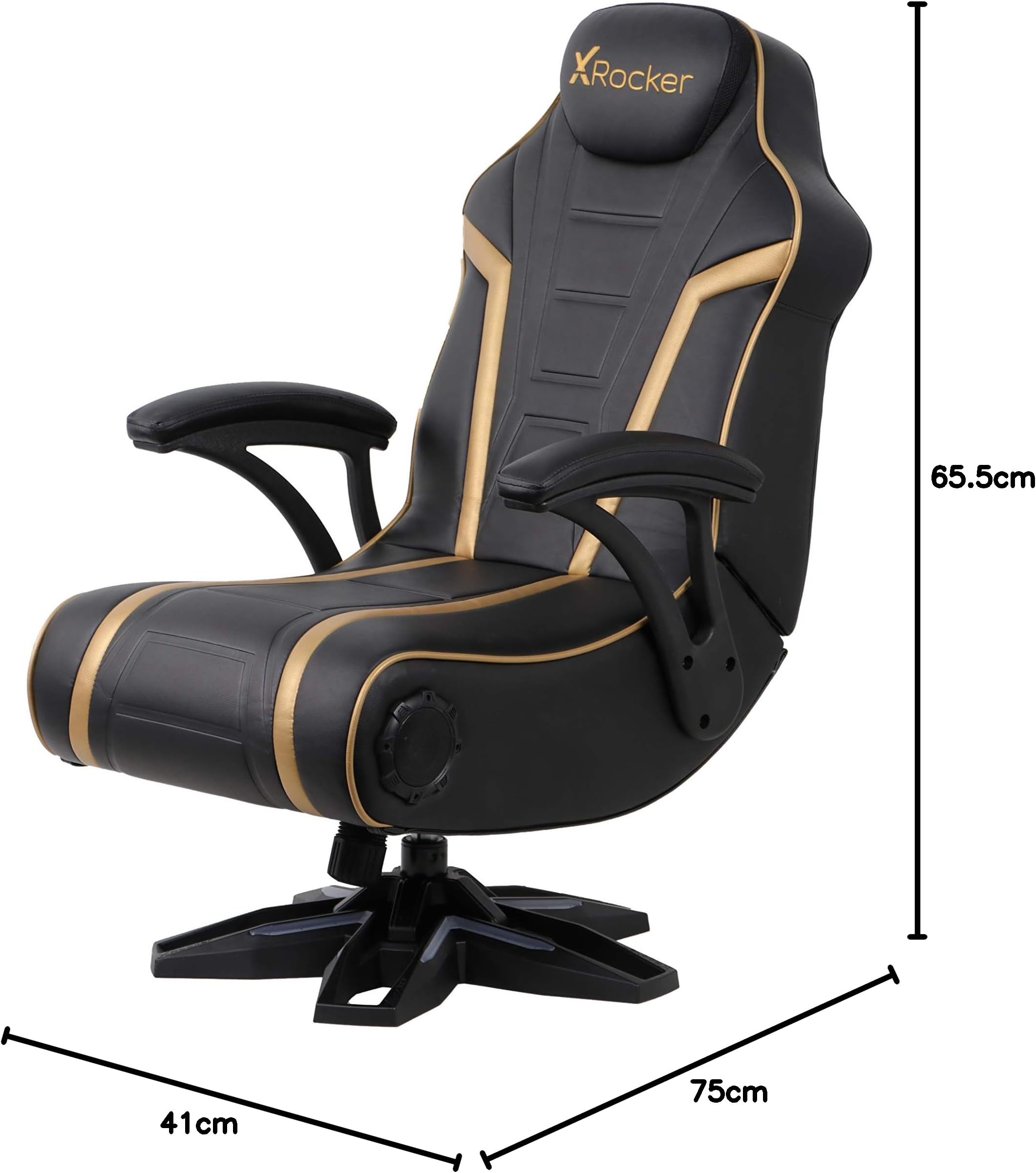X Rocker 5152301 Trident Pedestal 4.1 Wireless, 31.89" x 25.98" x 40.55", Black/Gold