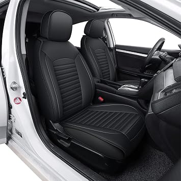 Seat Covers Fit for 2016-2025 10th Gen - 11th Gen Honda Civic - 11 Custom Waterproof Luxury Leather Car Seat Covers - Compatible with Airbag & Easy to Clean Full Set, Black