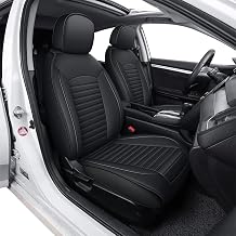 Seat Covers Fit for 2016-2025 10th Gen - 11th Gen Honda Civic - 11 Custom Waterproof Luxury Leather Car Seat Covers - Compatible with Airbag & Easy to Clean Full Set, Black