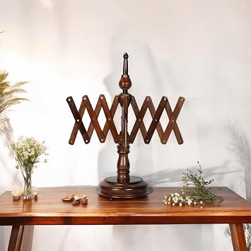Wooden Yarn Ball Winder - Handcrafted Knitting & Crocheting Yarn Bobbin Winder - Knit Picks Umbrella Yarn Swift Tabletop Winder - Center Pull Wool Winding Machine (Brown, Combo+Bowl+Crochets)