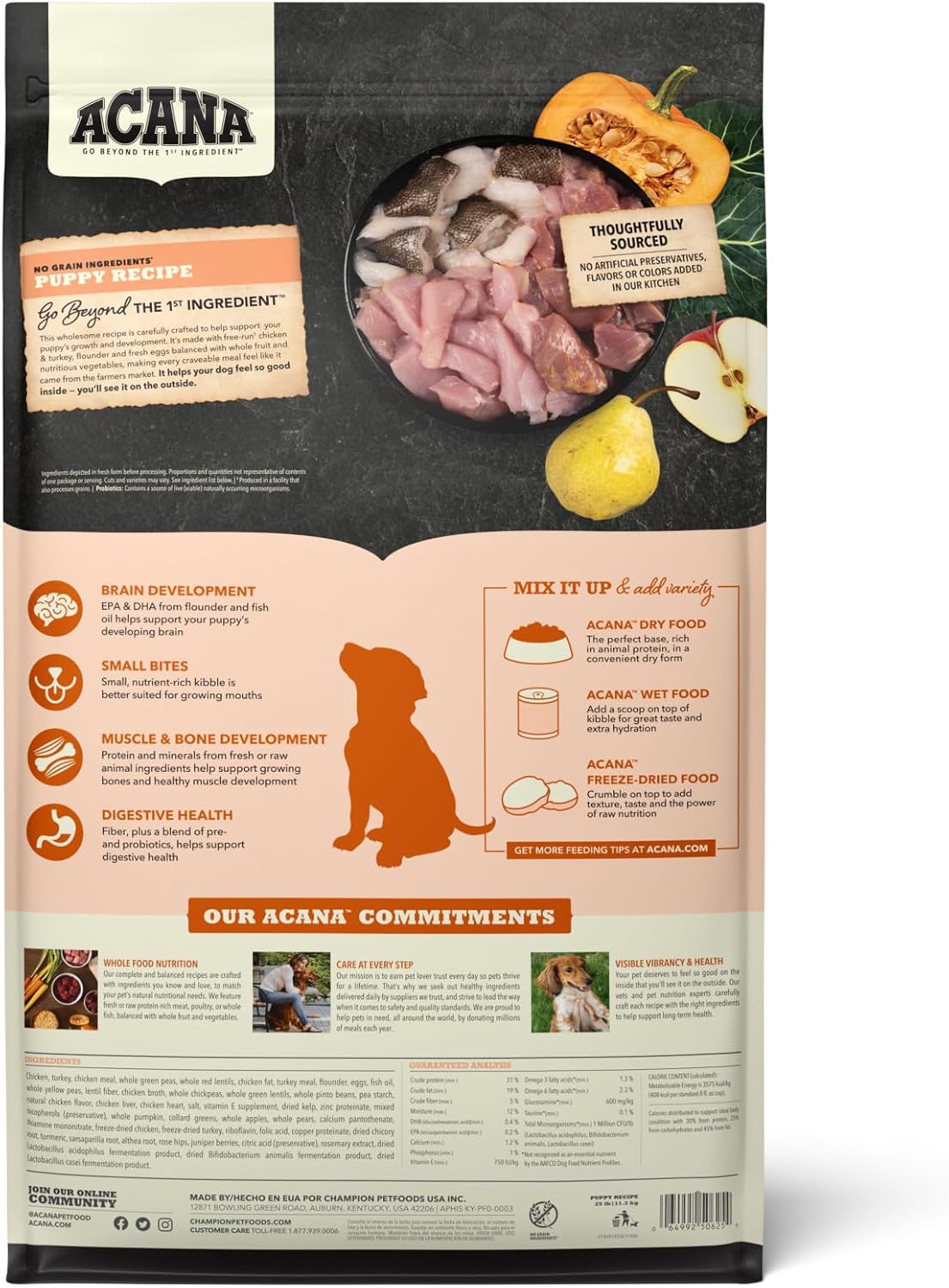 ACANA Grain Free Dry Dog Food Puppy Recipe 25lb Bag
