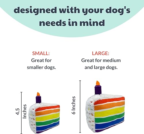 Miniatura 3 de Huxley & Kent para perros Pastel Funfetti (pequeño) Juguete de peluche de cumpleaños con chirriador